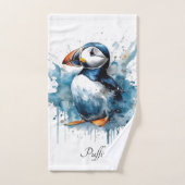Puffin Splash, aangepast Bad Handdoek (Handdoek)