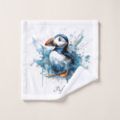 Puffin Splash, aangepast Bad Handdoek (Wasdoekje)