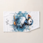 Puffin Splash, aangepast Bad Handdoek (Handdoek)
