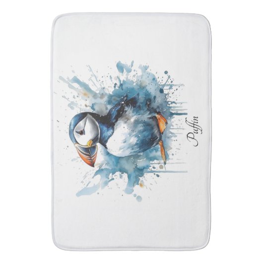 Puffin Splash, aangepast Badmat (Voorkant Verticaal)