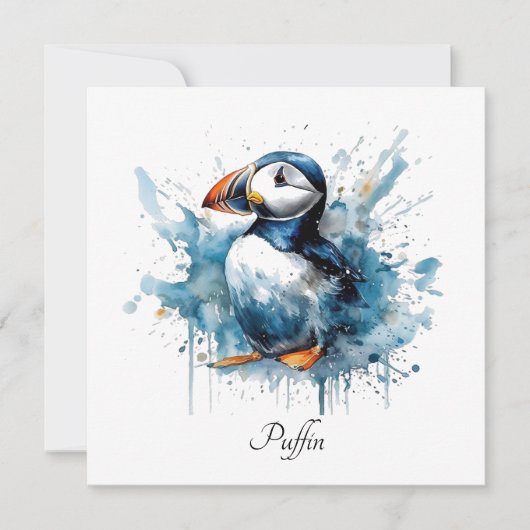 Puffin Splash, aangepast Feestdagenkaart (Voorkant)