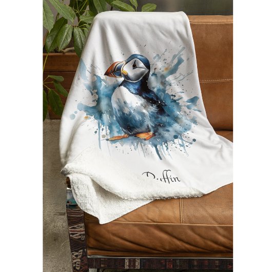 Puffin Splash, aangepast Fleece Deken