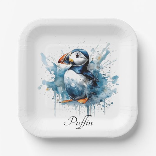 Puffin Splash, aangepast Papieren Bordje (Voorkant)
