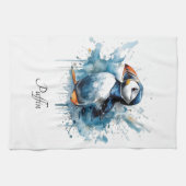 Puffin Splash, aangepast Theedoek (Horizontaal)