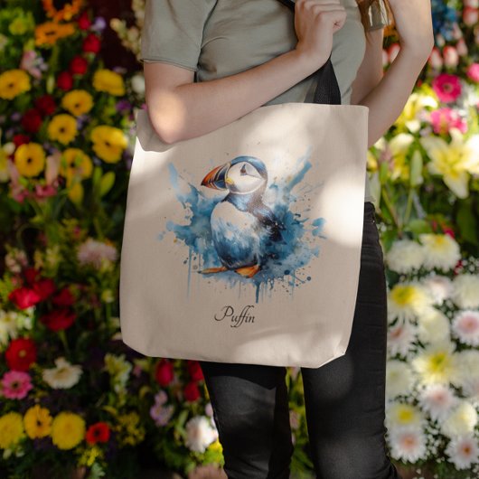 Puffin Splash, aangepast Tote Bag