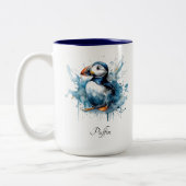 Puffin Splash, aangepast Tweekleurige Koffiemok (Links)