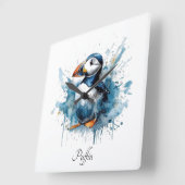 Puffin Splash, aangepast Vierkante Klok (Hoek)