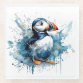 Puffin Splash Glazen Onderzetter (Voorkant)