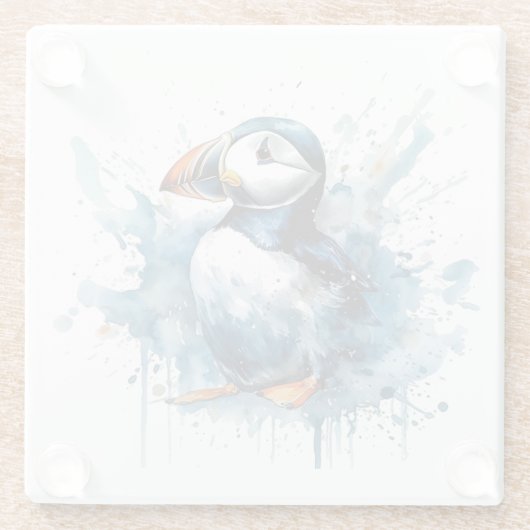 Puffin Splash Glazen Onderzetter (Achterkant)