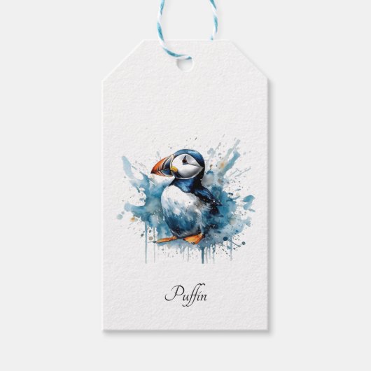 Puffin Splash, op maat Cadeaulabel (Voorkant)