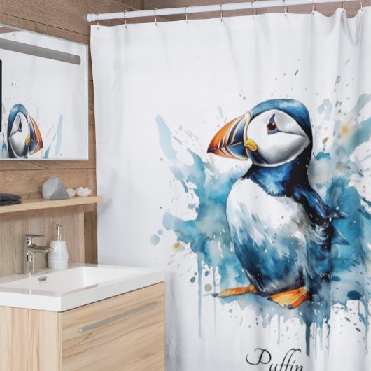 Puffin Splash, op maat Douchegordijn