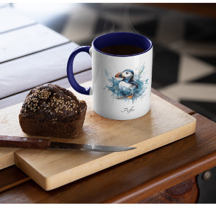 Puffin Splash, op maat gemaakt Tweekleurige Koffiemok