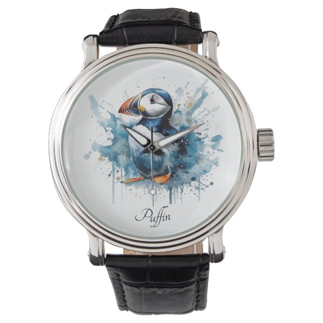 Puffin Splash, op maat Horloge (Voorkant)