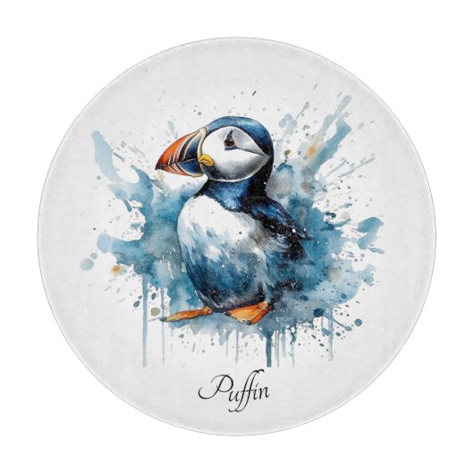 Puffin Splash, op maat Snijplank (Voorkant)
