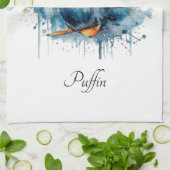Puffin Splash, op maat Theedoek (Gevouwen)