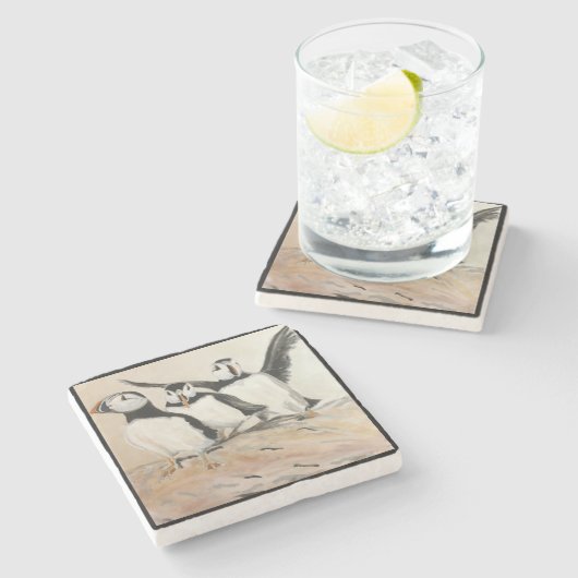 Puffin Stenen Onderzetter (Zijkant)