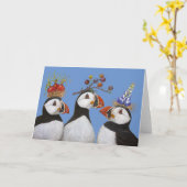 Puffin Trio-kaart Kaart (Gele Bloem)