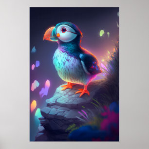 Puffin Vogel Dierportret Schilderen Bos Spirit Poster