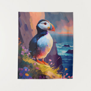 Puffin Vogel Dierportret Schilderen Wildlife Grati Wandkleed