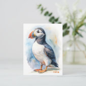 Puffin vogel waterverf schilderij briefkaart (Staand voorkant)