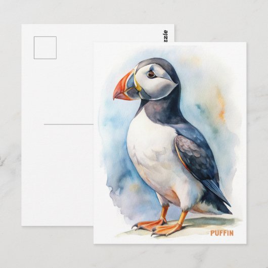 Puffin vogel waterverf schilderij briefkaart (Voorkant / Achterkant)