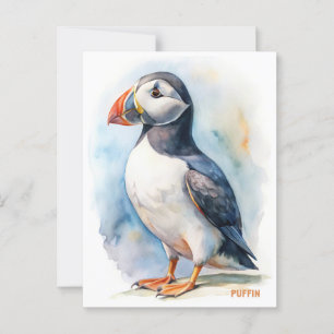 Puffin vogel waterverf schilderij briefkaart