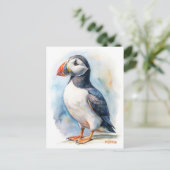 Puffin vogel waterverf schilderij briefkaart (Staand voorkant)