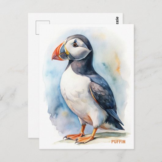 Puffin vogel waterverf schilderij briefkaart (Voorkant / Achterkant)