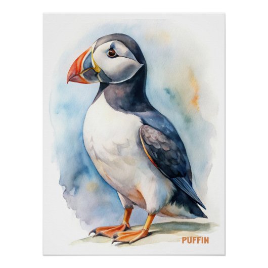 Puffin vogel waterverf schilderij briefkaart perfect poster (Voorkant)