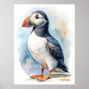 Puffin vogel waterverf schilderij briefkaart poster