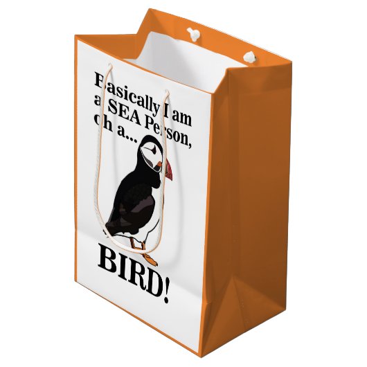 Puffin vogel zeevogel grappige verjaardag medium cadeauzakje (Voorkant Gekanteld)