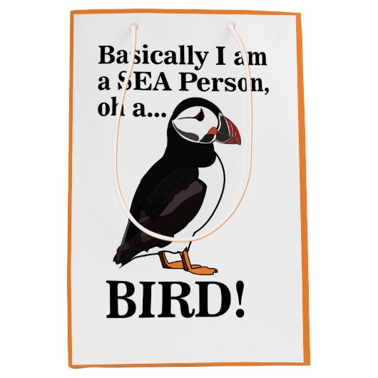 Puffin vogel zeevogel grappige verjaardag medium cadeauzakje (Voorkant)