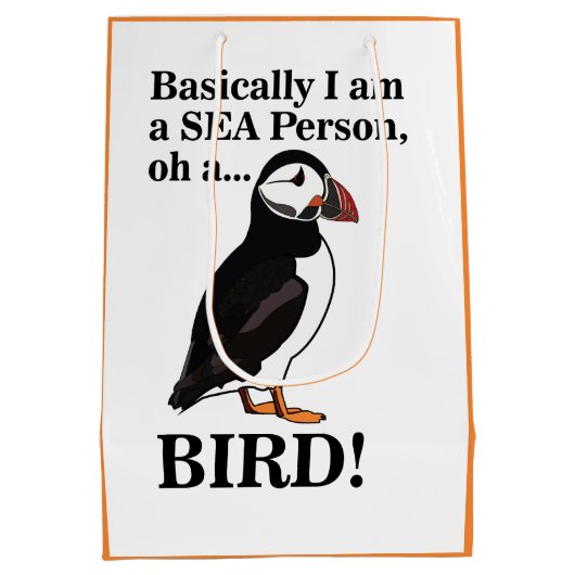 Puffin vogel zeevogel grappige verjaardag medium cadeauzakje (Achterkant)