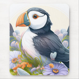Puffin Vogelportret Dierlijke Schilderij Wildlife  Muismat