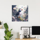 Puffin Vogelportret Dierlijke Schilderij Wildlife  Poster (Thuiskantoor)