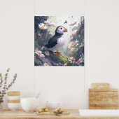 Puffin Vogelportret Dierlijke Schilderij Wildlife  Poster (Keuken)