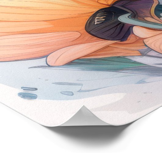 Puffin Vogelportret Dierlijke Schilderij Wildlife  Poster (Hoek)