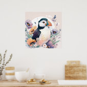 Puffin Vogelportret Dierlijke Schilderij Wildlife Poster (Keuken)
