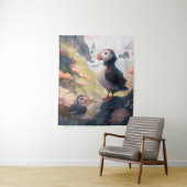 Puffin Vogelportret Dierlijke Schilderij Wildlife  Wandkleed (In situ)