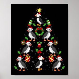 Puffin Vogels Xmas Verlichting Boom Puffin Kerstmi Poster