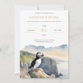 Puffin Watercolor Invitation Kaart (Voorkant)