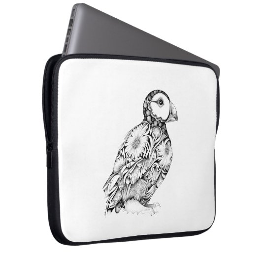 Puffin Wild Animal Natuur Illustratie Art Tattoo Laptop Sleeve (Voorkant Rechts)