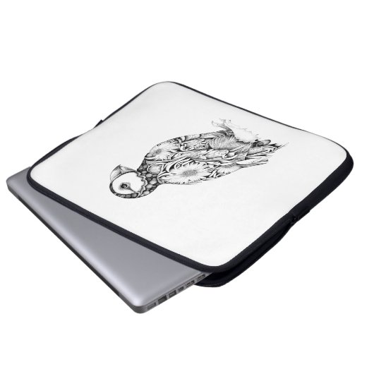 Puffin Wild Animal Natuur Illustratie Art Tattoo Laptop Sleeve (Voorkant onderkant)