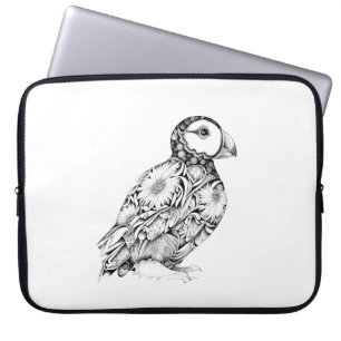 Puffin Wild Animal Natuur Illustratie Art Tattoo Laptop Sleeve