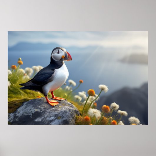 Puffin Wilde Vogel Dier Rustig Vreedzaam Poster (Voorkant)