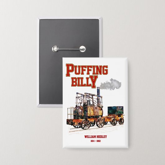 Puffing Billy Stoomtrein Engels Locomotief Button (Voorkant / Achterkant)