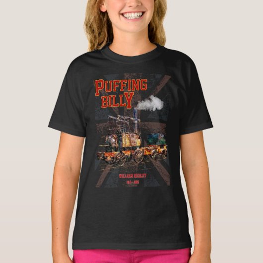 Puffing Billy Stoomtrein Engels Locomotief T-shirt (Voorkant)
