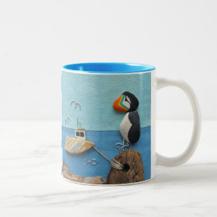Puffins - Beach Art Collage Mok