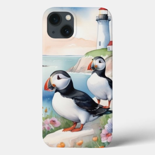 Puffins bij het Zee - Ocean Flowers & Lighthouse Case-Mate iPhone Case (Achterkant)