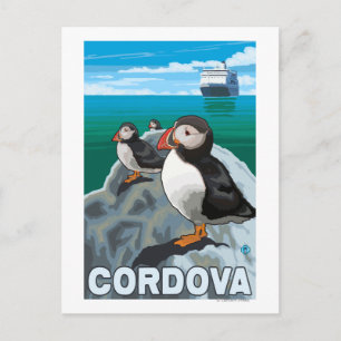 Puffins & Cruise Ship - Cordova, Alaska Briefkaart